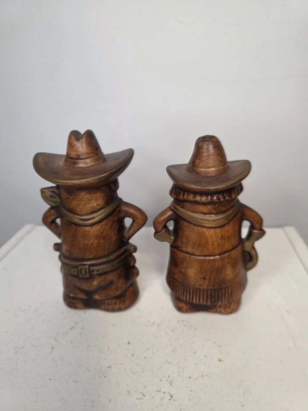 Vintage Treasure Craft USA Cowboy Cowgirl Salt & Pepper Shakers